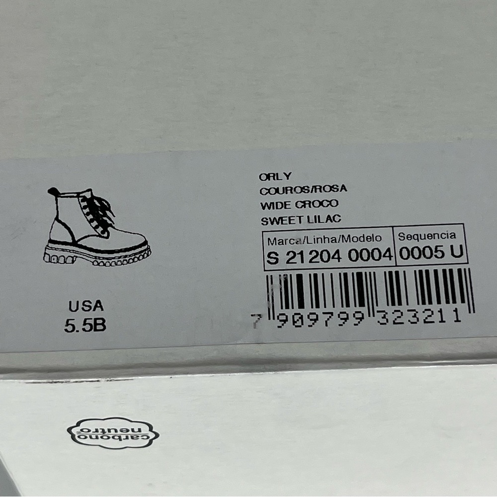 SCHUTZ NWT ORLY CROC PRINTED LUG SOLE COMBAT BOOTS SWEET LILAC 5.5 - Picture 12 of 14